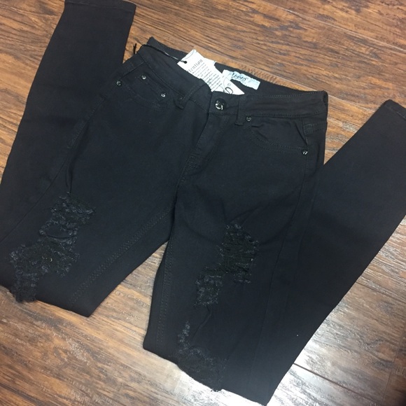 NEW Black Distressed Denim Skinny Jeans - Picture 4 of 4